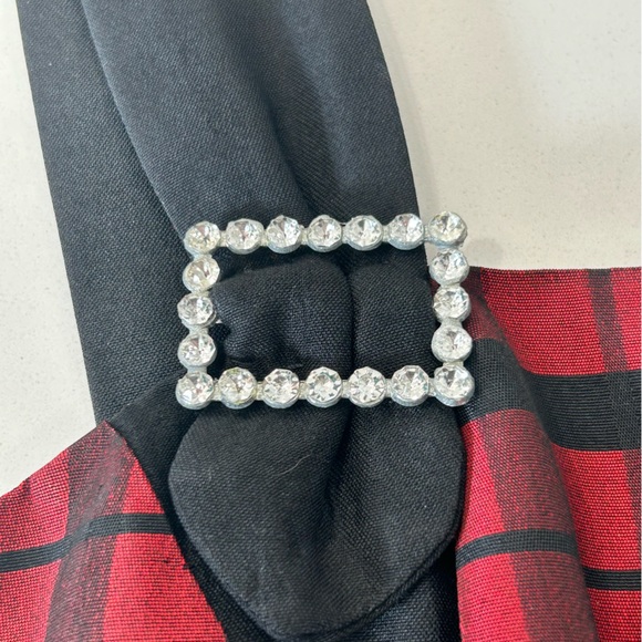 Vintage 50s Bespoke Red & Black Checked Taffeta Full Skirt Party Dress. - Picture 13 of 16